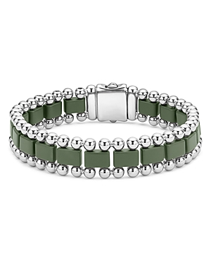 Lagos Men's Stainless Steel Anthem Hunter Green Ceramic Link Bracelet - 100% Exclusive In Green/silver