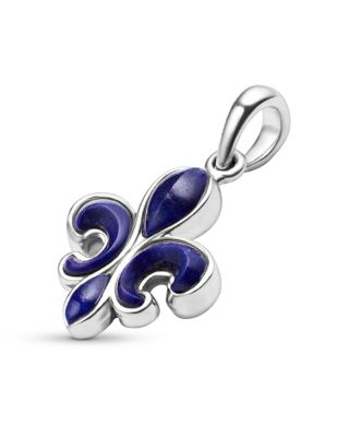 Men's Sterling Silver Anthem Lapis Lazuli Fleur de Lis Pendant - Exclusive
