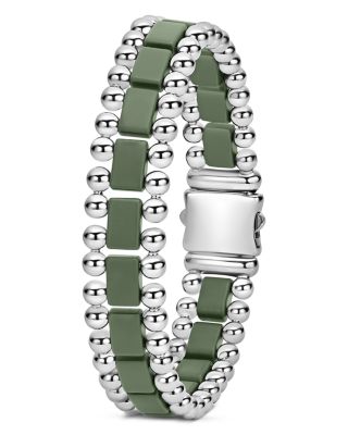 Men's Stainless Steel Anthem Hunter Green Ceramic Link Bracelet - Exclusive