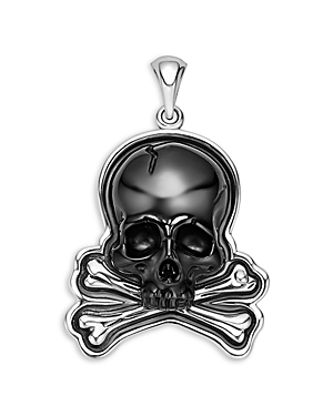 Men's Sterling Silver Anthem Black Agate Skull & Crossbone Pendant - 100% Exclusive