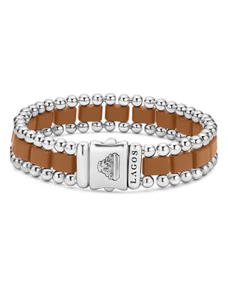 Men's Stainless Steel Anthem Tan & Caviar Beaded Bracelet