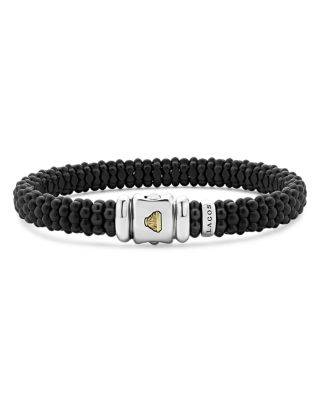 Men's 18K Yellow Gold & Sterling Silver Anthem Black Ceramic Caviar Bead Bracelet - Exclusive
