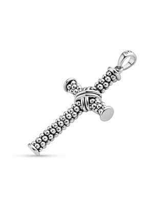 Men's Sterling Silver Anthem Caviar Bead X Cross Pendant - Exclusive