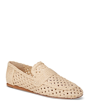 Vince Davis Flat Raffia Loafers In Beige