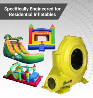  Portable Air Pump for Inflatables - 1 hp Energy Efficient High Power Compact Residential Air Blower for Bounce Houses and Slides