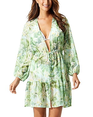 Shop Tommy Bahama Paradise Fronds Dress Swim Cover-up In Lt Swimming Pool