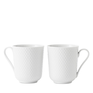 Rosendahl Lyngby Porcelain Rhombe Mug With Handle, White, Set Of 2