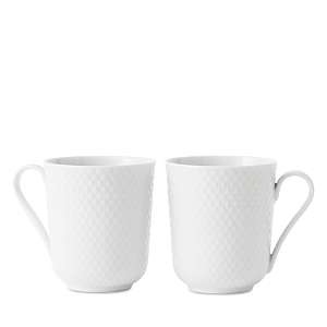 Rosendahl Lyngby Porcelain Rhombe Mug With Handle, White, Set Of 2 In White
