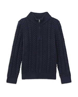 Reiss Boys' Bantham Jr. Cable Knit Quarter Zip Sweater - Little Kid In Navy