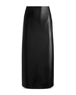 Shop Alice And Olivia Maeve Faux Leather Slip Skirt In Black