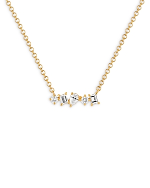 EF COLLECTION 14K YELLOW GOLD MULTI FACETED DIAMOND BAR NECKLACE, 16-18