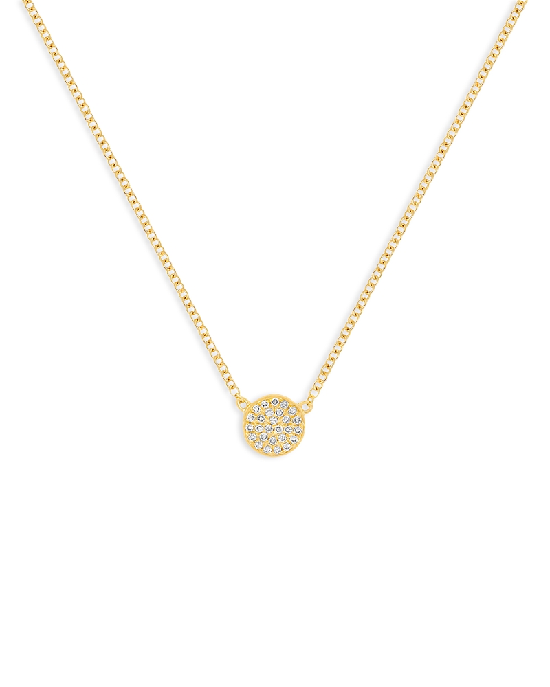 Ef Collection 14K Yellow Gold Diamond Mini Disc Pendant Necklace, 16