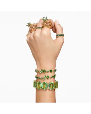 Matrix Green Baguette Crystal Stack Ring in Gold Tone