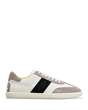 Tod's Color-blocked Leather Sneakers With Signature Gommino Sole In White
