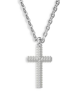 Insigne Crystal Cross Pendant Necklace, 14.96-17.72&amp;quot;