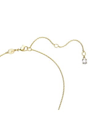 Stilla Green Rectangle Crystal Pendant Necklace in Gold Tone, 14.96"-17.72"