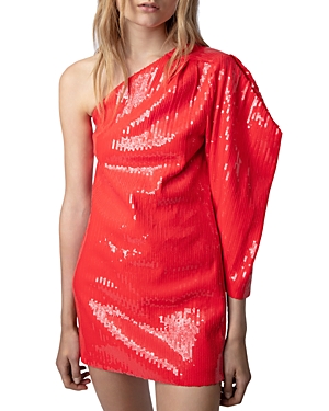 Zadig & Voltaire Roely Sequin-embellished One-shoulder Dress In Japon