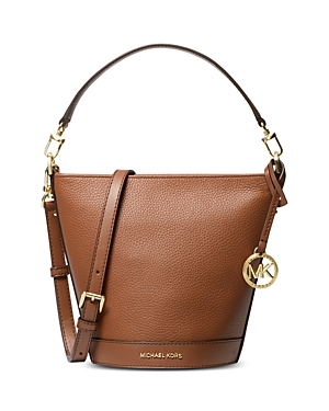 Shop Michael Kors Townsend Small Leather Convertible Bucket Crossbody In Luggage