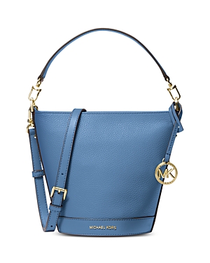 Shop Michael Kors Townsend Small Leather Convertible Bucket Crossbody In French Blue
