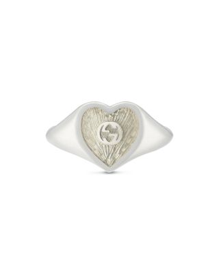 Sterling Silver Heart925 Interlocking G Ring Enamel Heart Ring