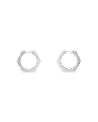Sterling Silver Trademark925 Hexagon Huggie Hoop Earrings