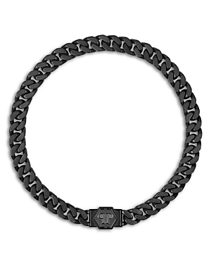Philipp Plein Hexagon Black Box Chain Necklace, 21.6