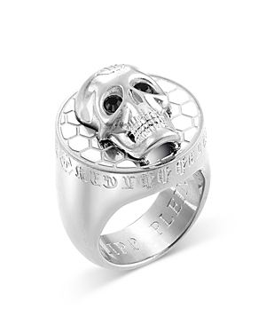 Philipp Plein 3d $kull Medallion Ring In Silver