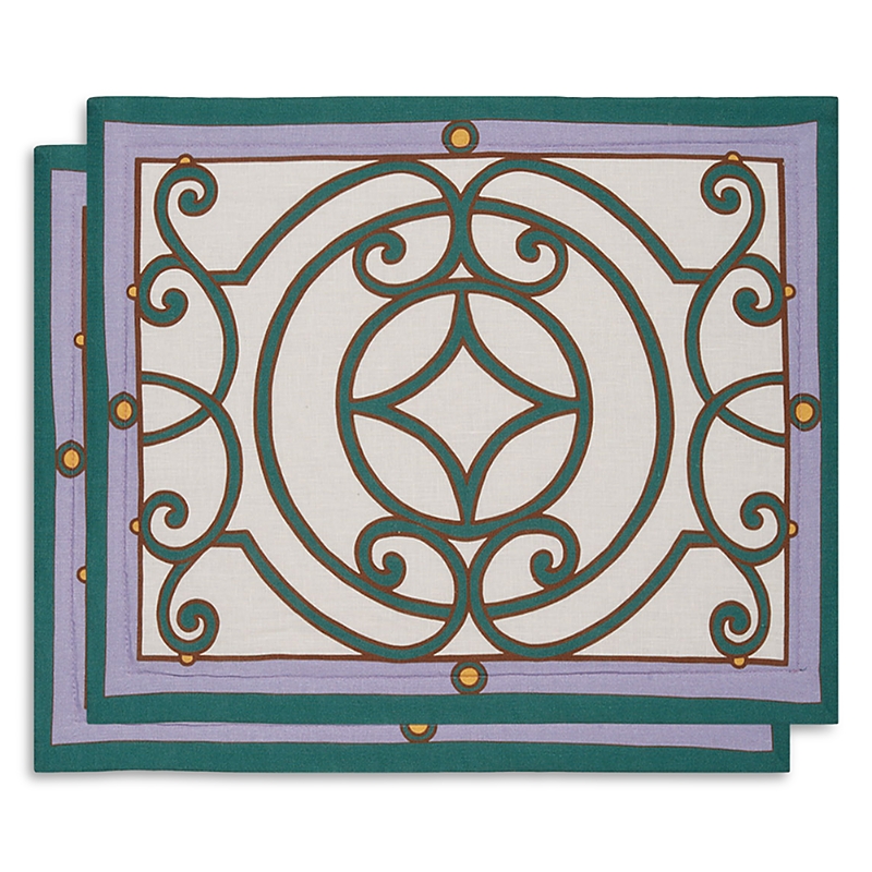 La Doublej Cortile Print Tablemats, Set Of 2 In Cortile Ivory