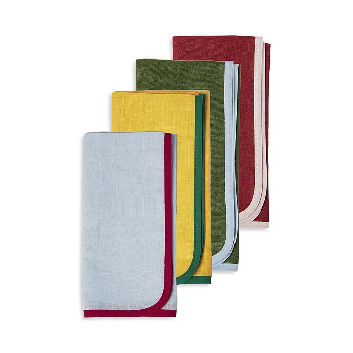 La Double J Rainbow Large Linen Napkins, Mixed Set of 4
