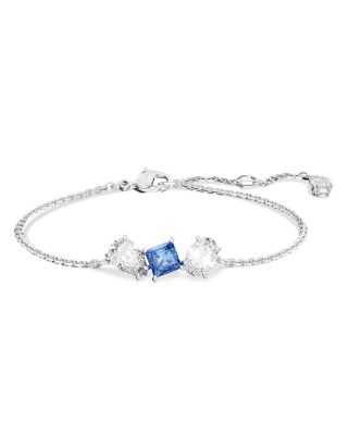 Swarovski - Mesmera Clear & Blue Mixed Cut Crystal Link Bracelet in Rhodium Plated