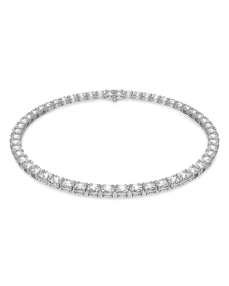 Swarovski Matrix Square Cut All Around Collar Necklace In Rhodium Plated, 14.87-16.5 In Silver