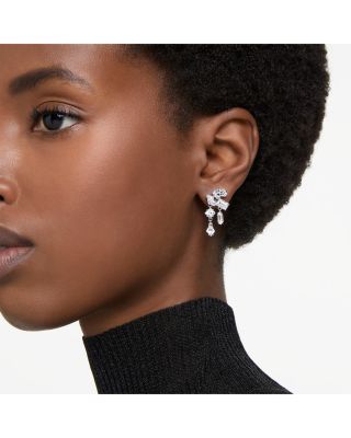 Mesmera Mixed Cut Cluster Drop Earrings in Rhodium Plated