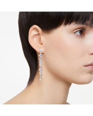 Mesmera Mixed Cut Linear Drop Earrings in Rhodium Plated
