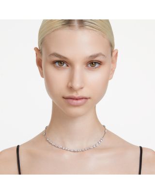 Mesmera Mixed Cut Crystal Scatter Necklace in Rhodium Plated, 14.96"-17.72"
