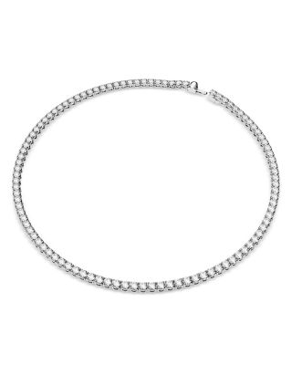 Matrix Tennis Necklace & Stud Earrings Set in Rhodium Plated