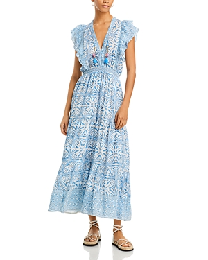 Bell Phoebe Midi Dress In Blue Pyschedelic