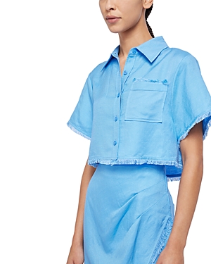 Shop Simkhai Solange Button Up Shirt In Pacific