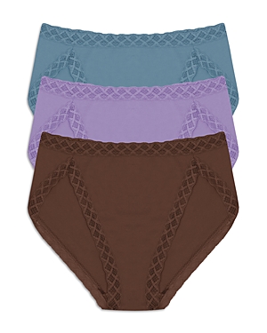 Natori Bliss 3-pack French Cut Briefs In Poolside/purple Haze/java