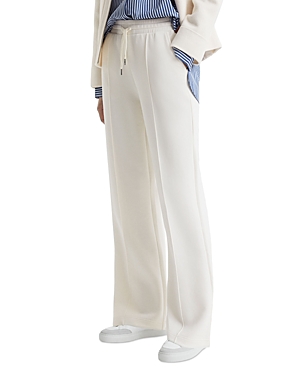 Reiss Jemma Drawstring-waistband Stretch-woven Jogging Bottoms In Ivory