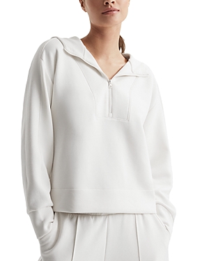 Shop Reiss Jemma Quarter Zip Hoodie In Ivory