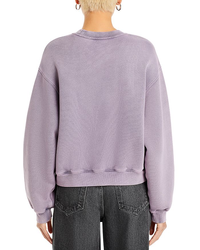 Shop Alexander Wang T Alexanderwang.t Essential Terry Crew Sweatshirt With Puff Paint Logo In Acid Pink Lavender