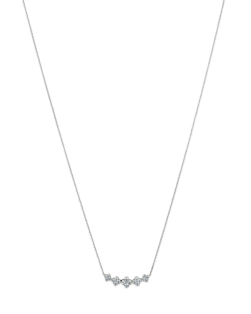 Bloomingdale's Diamond Clover Cluster Bar Necklace In 14k White Gold, 0.50 Ct. T. W. In White
