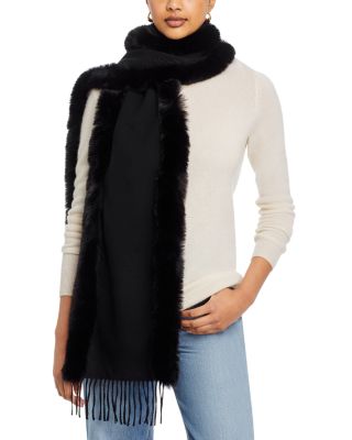 Adrienne Landau - Faux Fur Trim Fringe Scarf