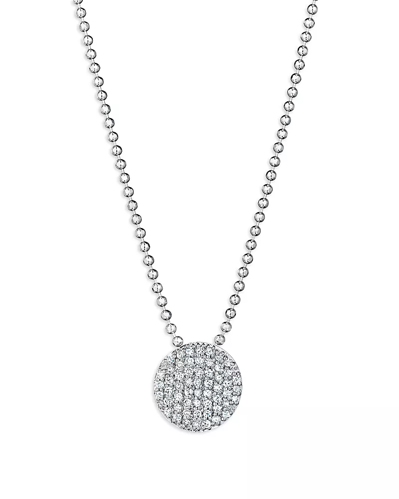 Phillips House 14K White Gold Affair Diamond Pave Mini Disc Chain Pendant Necklace, 16