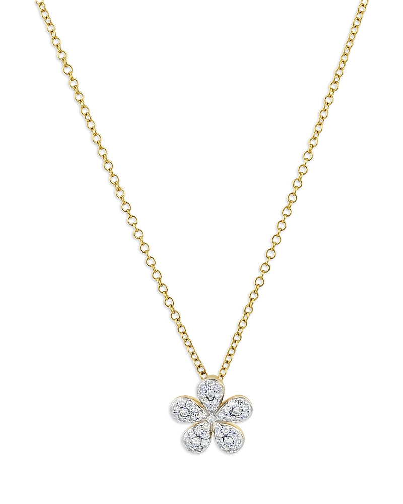 Phillips House 14K Yellow Gold Diamond Forget Me Not Petite Pave Necklace, 16