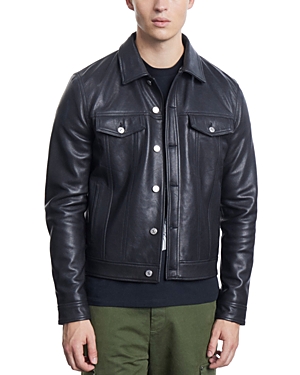 Shop The Kooples Button Front Leather Jacket In Black