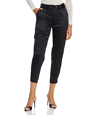 Cupio Belted Cropped Cargo Trousers In Jet Black