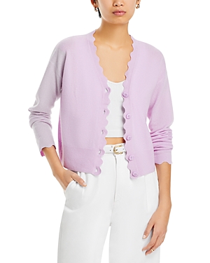 C By Bloomingdale's Cashmere Scallop Neck Long Sleeve Cashmere Cardigan Sweater - 100% Exclusive In Iris