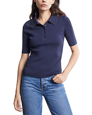 The Kooples Studded Polo Shirt In Navy