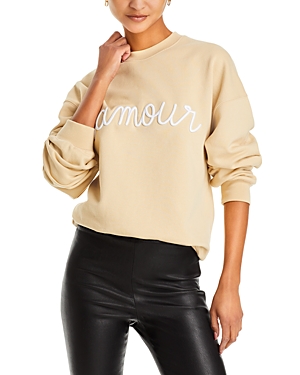 Maison Labiche Amour Embroidered Sweatshirt In Oatmeal Beige